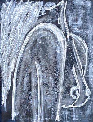 nude profile in graffito