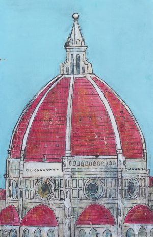 duomo rosso cielo celeste big 80 x 123