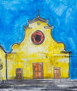 Santo spirito yellow and blue 51 x 60
