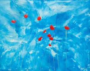 Red Poppies deep blue sky